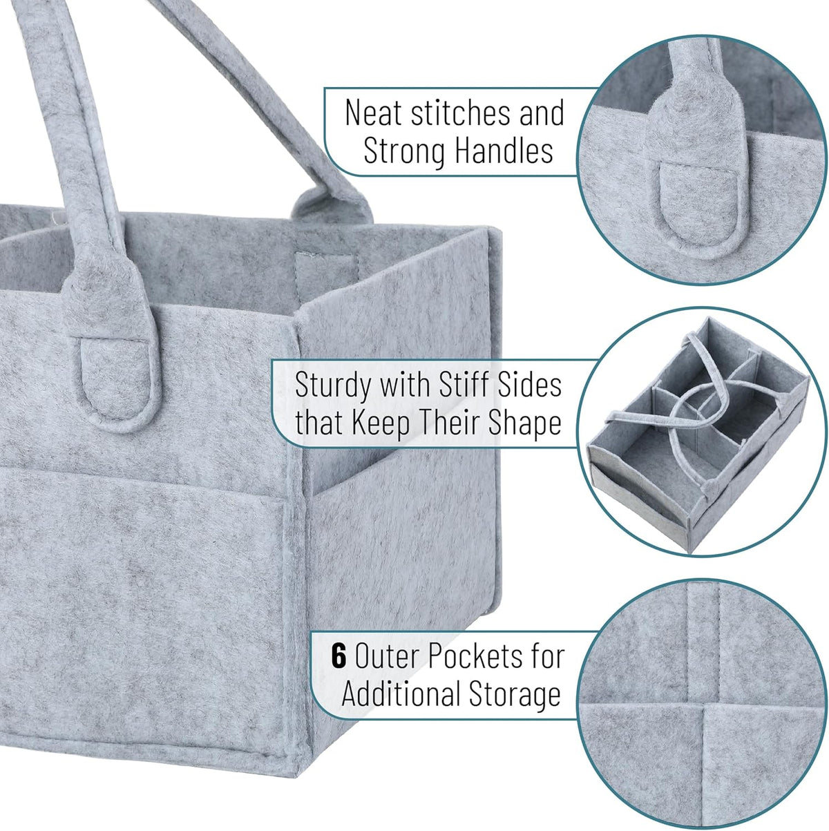 Baby Diaper Caddy Organizer, Gray, Medium