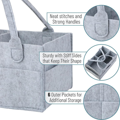 Baby Diaper Caddy Organizer, Gray, Medium