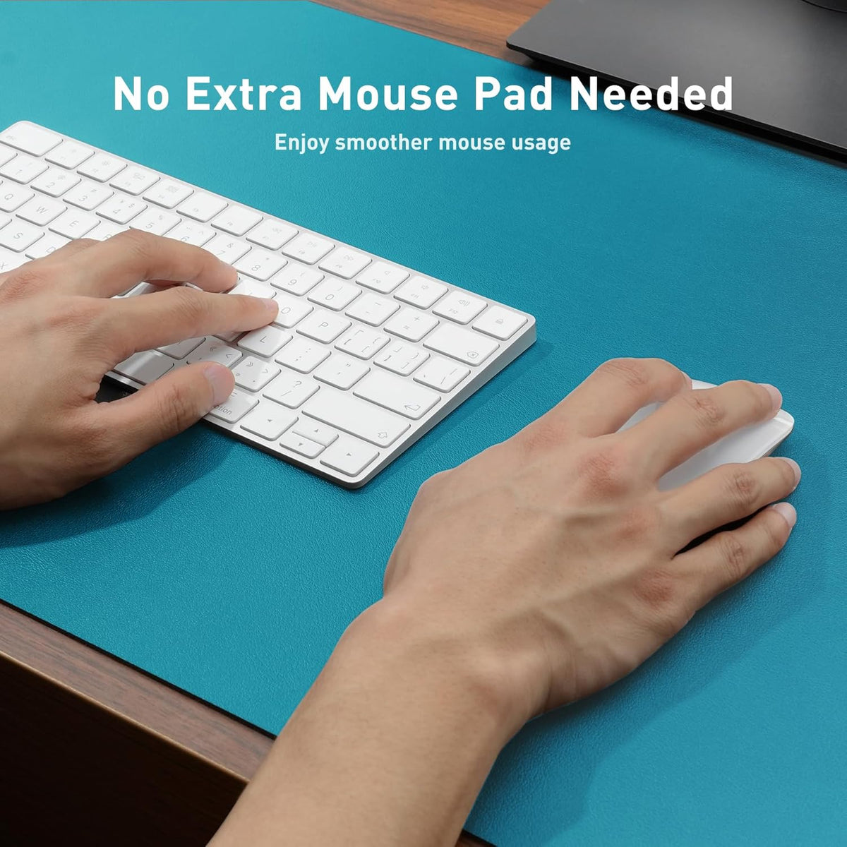 Aothia Leather Office Desk Pad Protector, Non-Slip PU Leather Desk Blotter, Waterproof Laptop Writing Mouse Pad for Office and Home, Black, 31.5" x 15.7" - Colors B