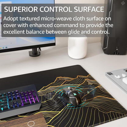 KTRIO Large Gaming Mouse Pad Desk Mat for Gamer, 31.5" x 11.8", Black, XL | Extended Size Design, Superior Micro-Weave Cloth, Non-Slip Rubber Base, Durable Stitched Edges, Water-Resistant Coating
