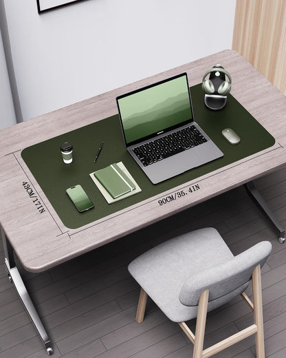 Double-Sided Desk Pad, 31.5"x15.7"Leather Desk Mat, Eco Cork Desk Pad Protector,Large Mouse Pad,Waterproof Desk Blotter for Office/Home(Coffee)