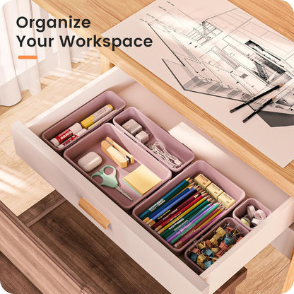 A-LuGei 【Military Grade】 Drawer Organizer, 【𝟱𝗦𝗶𝘇𝗲】 Makeup organizer, 【Holds 177 Items】 Bathroom Organizers and Storage, Organization and Storage, Desk Drawer Organizer for Vanity (Clear)