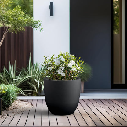 Kante 8.9" H x 10" W Small Concrete Planter, Compact Desktop Plant Pot with Drainage Hole & Rubber Plug – Lightweight Breathable Cement Container for Succulents, Cactus, Herbs, Indoor Outdoor, Gift