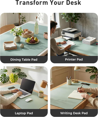 Aothia Leather Office Desk Pad Protector, Non-Slip PU Leather Desk Blotter, Waterproof Laptop Writing Mouse Pad for Office and Home, Black, 31.5" x 15.7" - Colors A