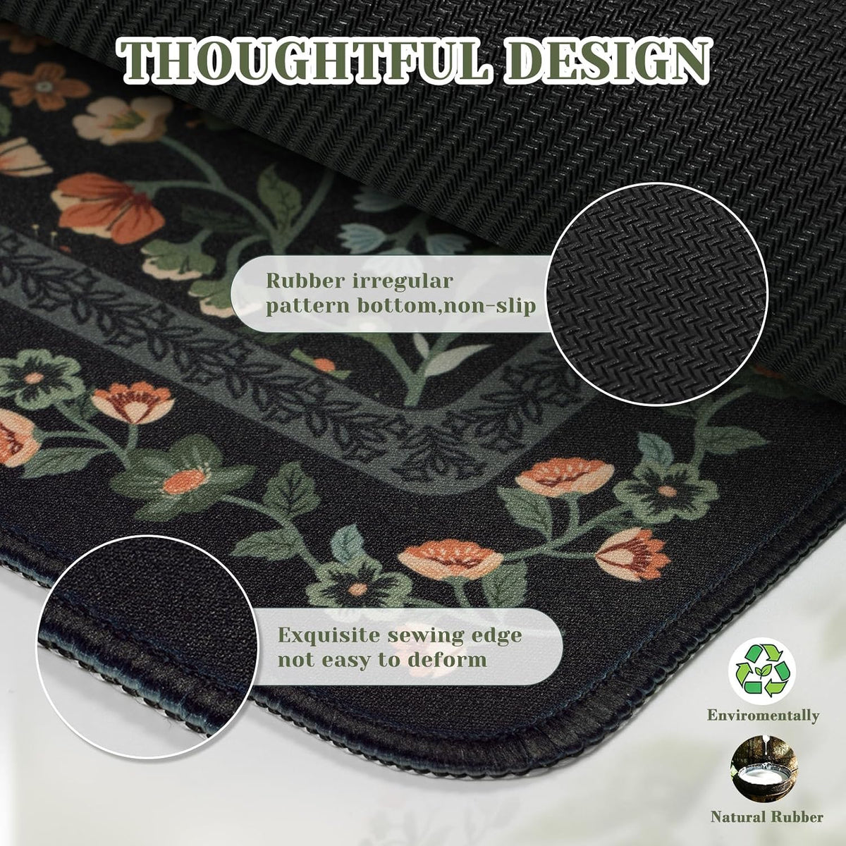 iCasso Desk Mat for Keyboard and Mouse, Large Mouse Pad, Desk Pad Mat, Anti-Slip Big Mousepad with Stitched Edges for Computer Desktop(Deep Green)