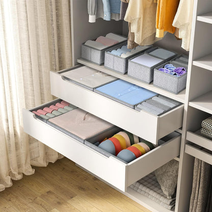 Drawer Organizer Clothes, Dresser Organizer, Foldable Closet Organizers and Storage, Fabric Dresser Bins, Drawer Dividers for Nursery, Baby Clothes, Underwears, Sock (Beige)