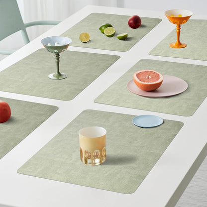 Maxpearl Faux Leather Placemats Set of 6 - Waterproof - Wipe Clean - Heat Resistant - Anti Slip Dining Table Place Mats, Suitable for Indoor & Outdoor Use, 17’’×12’’, Beige