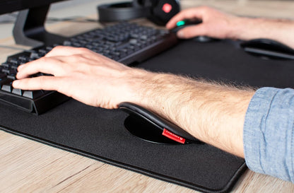 Cherry SLIDEPAD Ergo, Sliding Ergonomic Arm Rest for the Desk, Compatible with Mouse and Keyboard, for Right- and Left-Handers, IGR-Certified, 1 Pad, Black