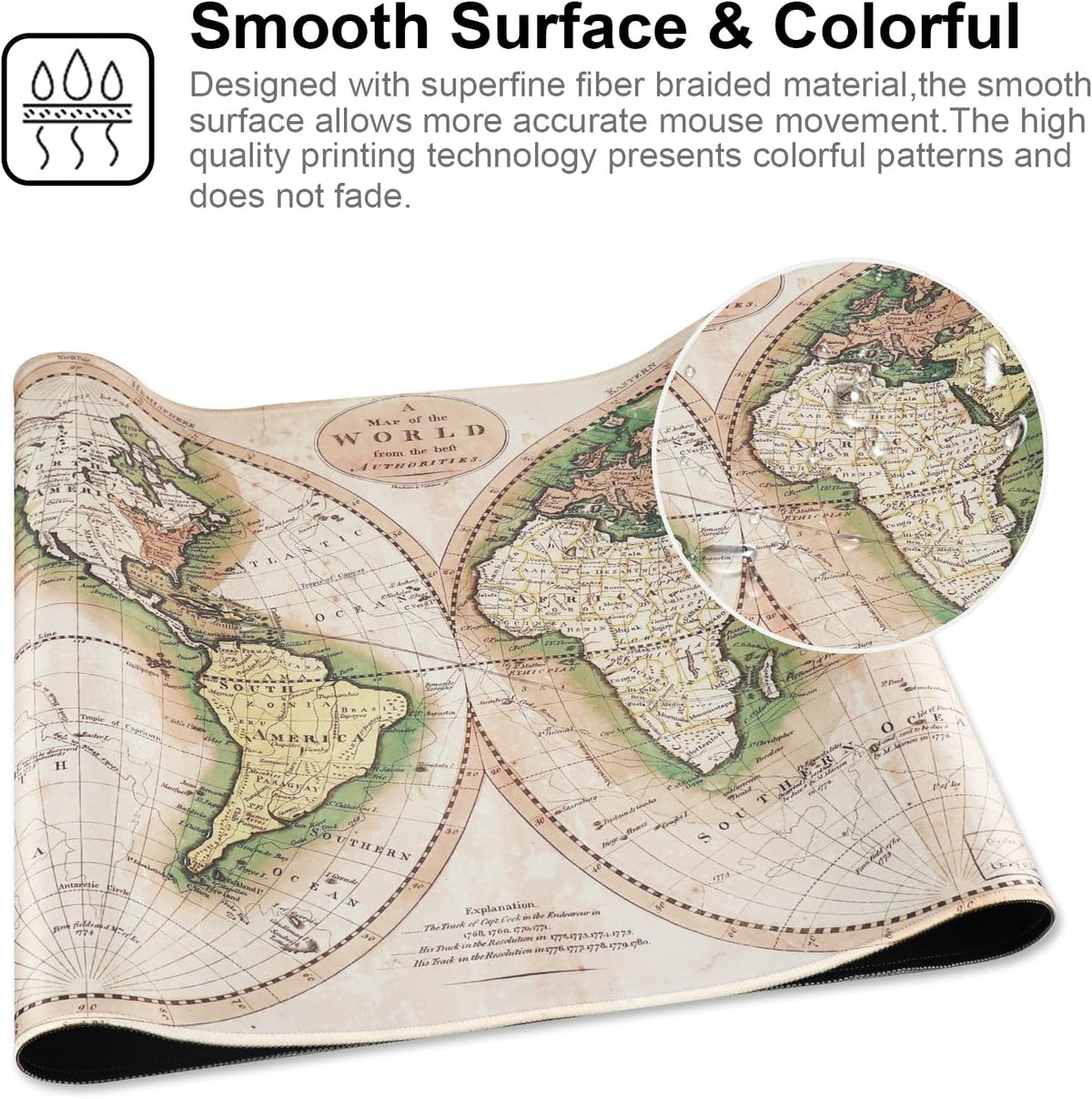 XXL Professional Large Mouse Pad & Computer Game Mouse Mat (35.4x15.7x0.1IN, Map) (90 * 40 Map)