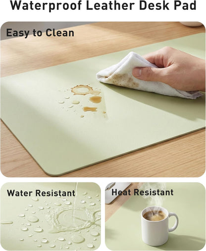 Aothia Leather Office Desk Pad Protector, Non-Slip PU Leather Desk Blotter, Waterproof Laptop Writing Mouse Pad for Office and Home, Black, 31.5" x 15.7" - Colors A