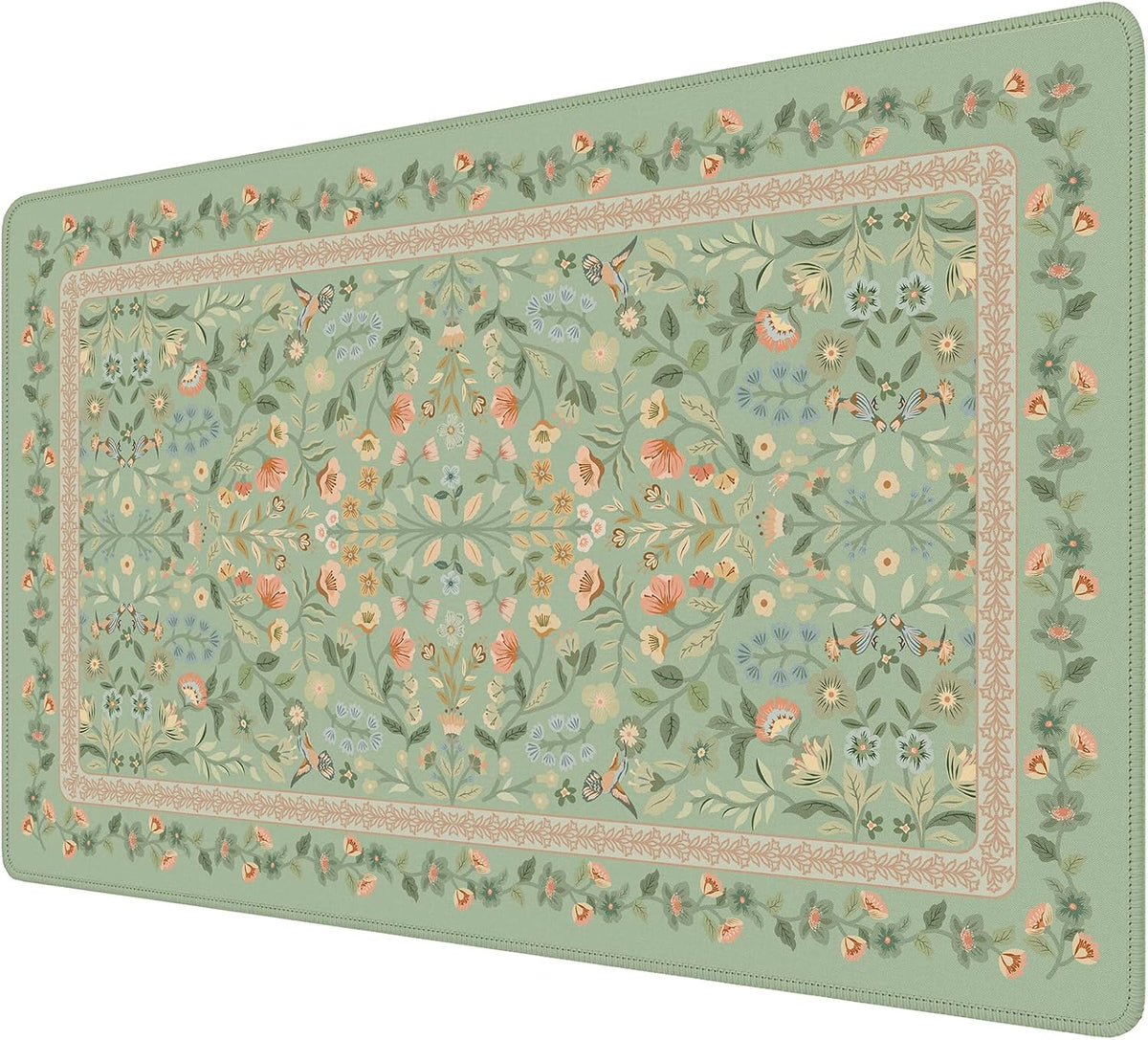 iCasso Desk Mat for Keyboard and Mouse, Large Mouse Pad, Desk Pad Mat, Anti-Slip Big Mousepad with Stitched Edges for Computer Desktop(Deep Green)