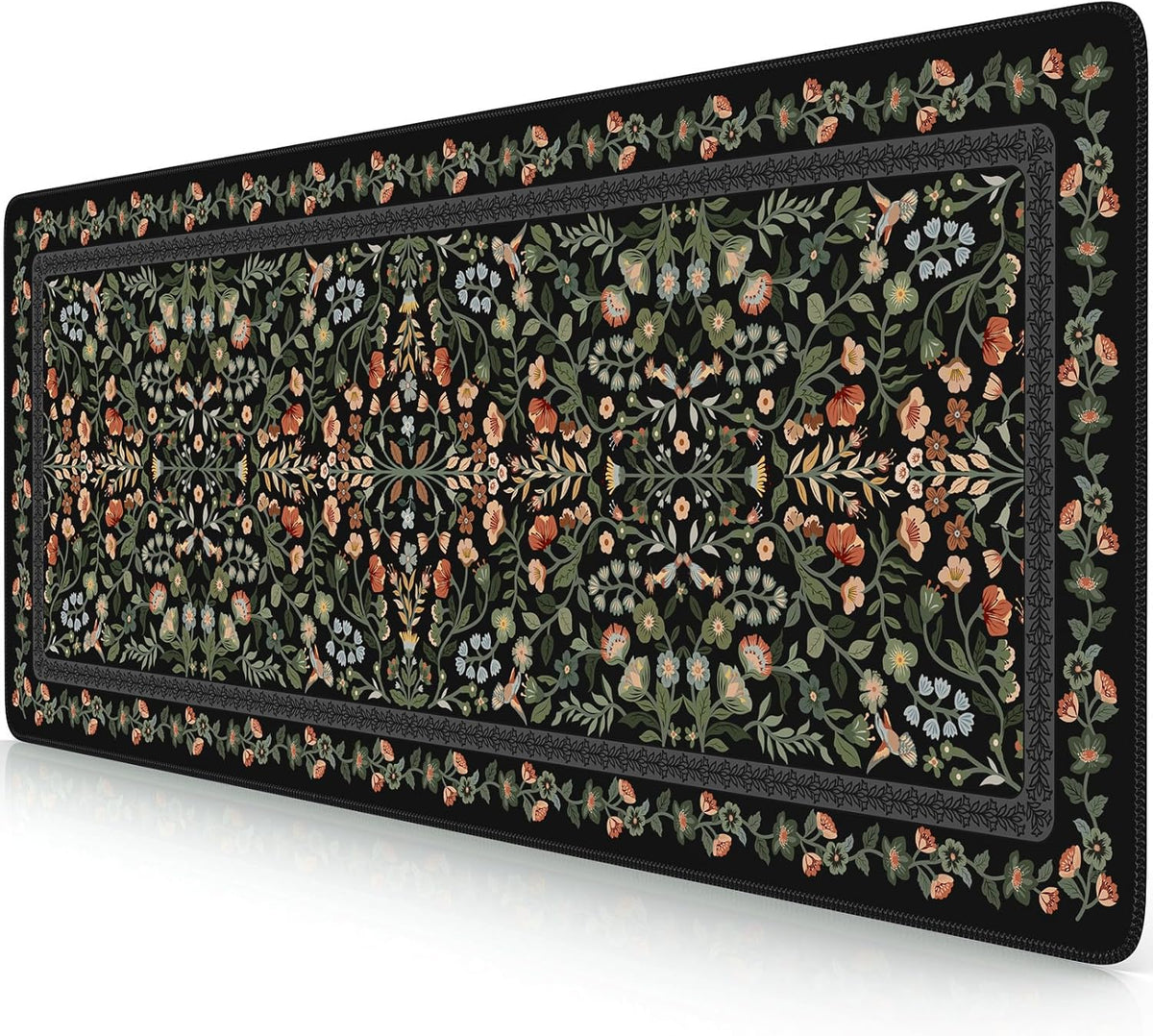 iCasso Desk Mat for Keyboard and Mouse, Large Mouse Pad, Desk Pad Mat, Anti-Slip Big Mousepad with Stitched Edges for Computer Desktop(Deep Green)