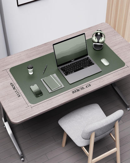 Double-Sided Desk Pad, 31.5"x15.7"Leather Desk Mat, Eco Cork Desk Pad Protector,Large Mouse Pad,Waterproof Desk Blotter for Office/Home(Coffee)
