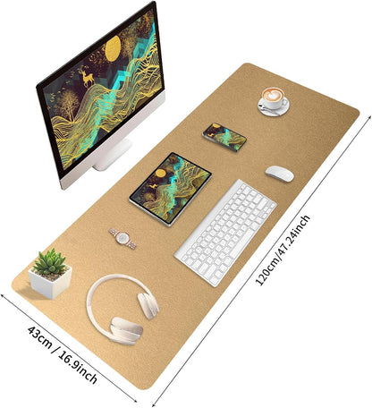 Bloss Leather Desk Pad and Keyboard Wrist Rest, Large Mouse Pad + Keyboard Pad+Mouse Wrist Support, Non-Slip Desk Mat Protector for Office, Home(31.5×15.7 Inches,Beige) - Colors A
