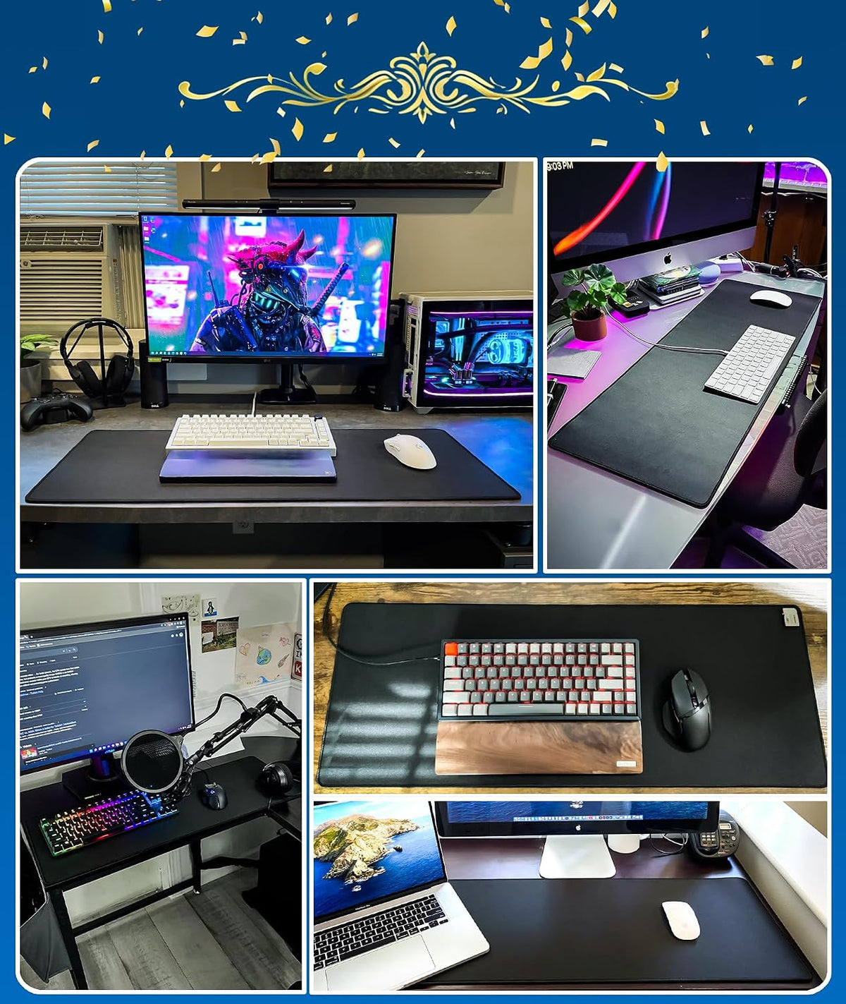KTRIO Large Gaming Mouse Pad Desk Mat for Gamer, 31.5" x 11.8", Black, XL | Extended Size Design, Superior Micro-Weave Cloth, Non-Slip Rubber Base, Durable Stitched Edges, Water-Resistant Coating