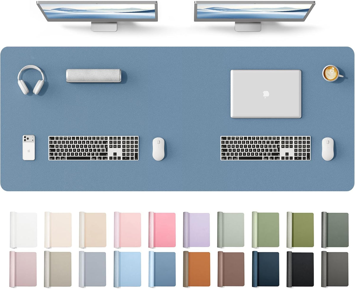 YSAGi Leather Desk Pad Protector, Office Desk Mat, Large Mouse Pad, Non-Slip PU Leather Desk Blotter, Waterproof Laptop Desk Writing Pad for Office and Home (23.6" x 13.8", Eggshell) - Colors B