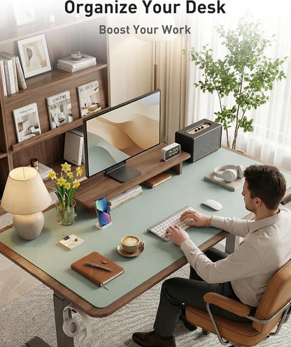 Aothia Leather Office Desk Pad Protector, Non-Slip PU Leather Desk Blotter, Waterproof Laptop Writing Mouse Pad for Office and Home, Black, 31.5" x 15.7" - Colors A