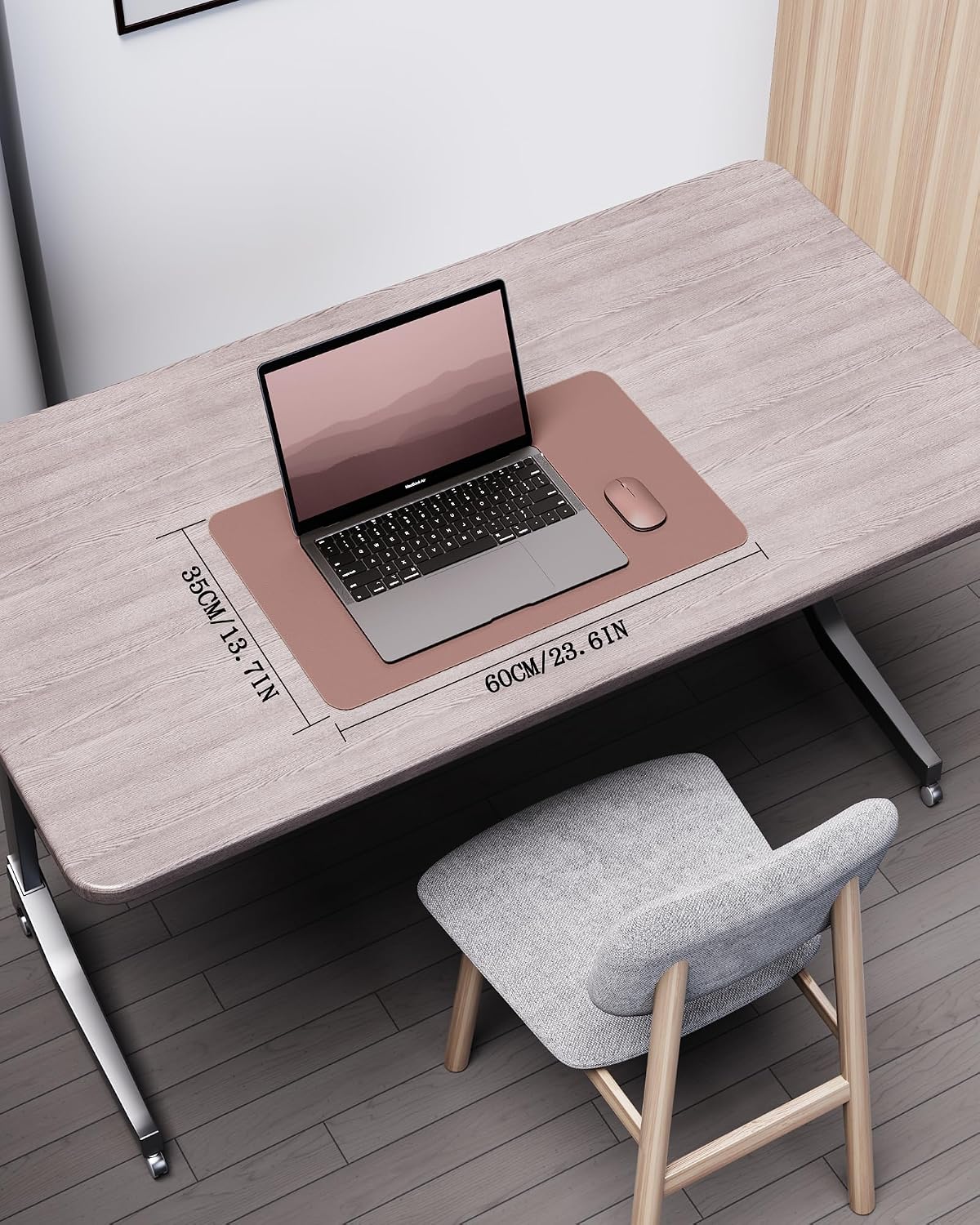 Double-Sided Desk Pad, 31.5"x15.7"Leather Desk Mat, Eco Cork Desk Pad Protector,Large Mouse Pad,Waterproof Desk Blotter for Office/Home(Coffee)