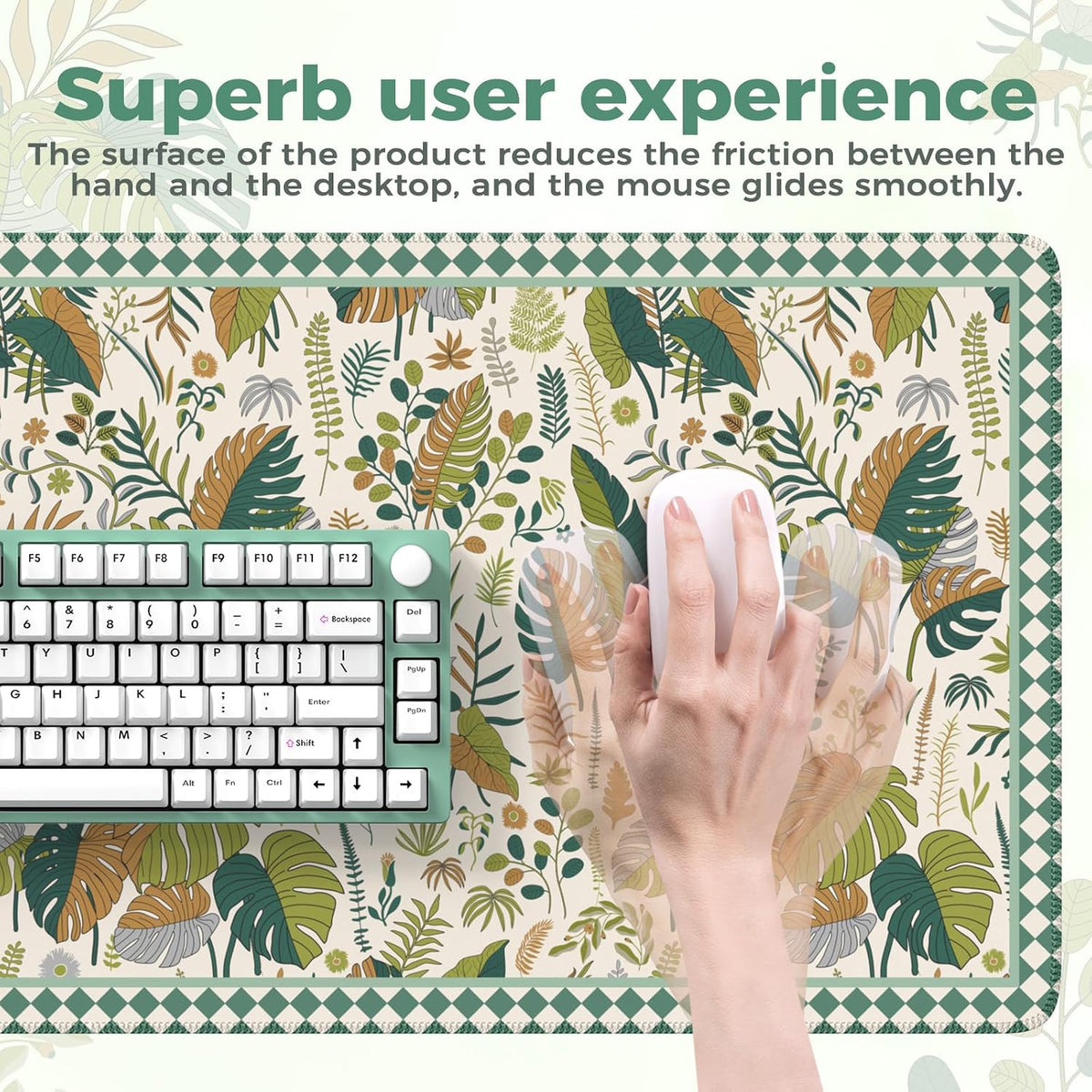 Desk Mat,Mouse Pad for Office Desk,35.4x15.7in,Pink Flowers