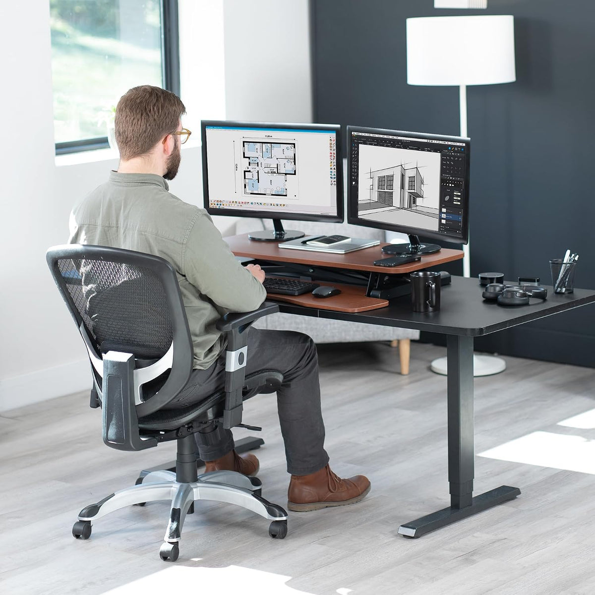 Black 32 in Standing Desk Converter, DESK-V000K