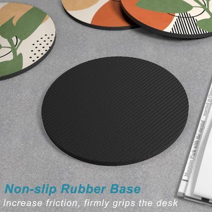 Nipichsha Coasters for Drinks, Set of 6 Cute Absorbent Rubber Drink Coasters for Cup with Non Slip Backing, Kitchen Home Decor Housewarming Gift, Round 4 in, Work Hard