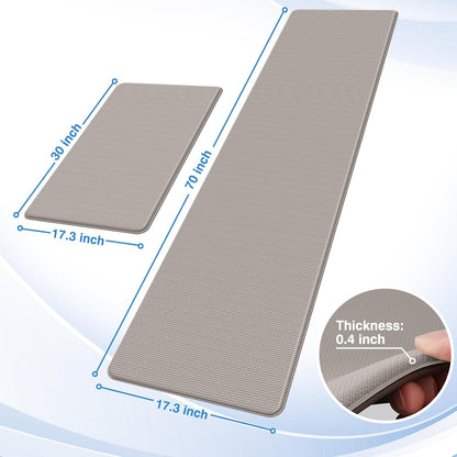 StepRite Kitchen Mats, 2PCS Kitchen Rugs, Cushioned Anti Fatigue Kitchen Mats for Floor, Non-Slip Standing Desk Mat, Waterproof Kitchen Rug Set for Kitchen, Floor, Office, 17.3"x30"+17.3"x47", Black