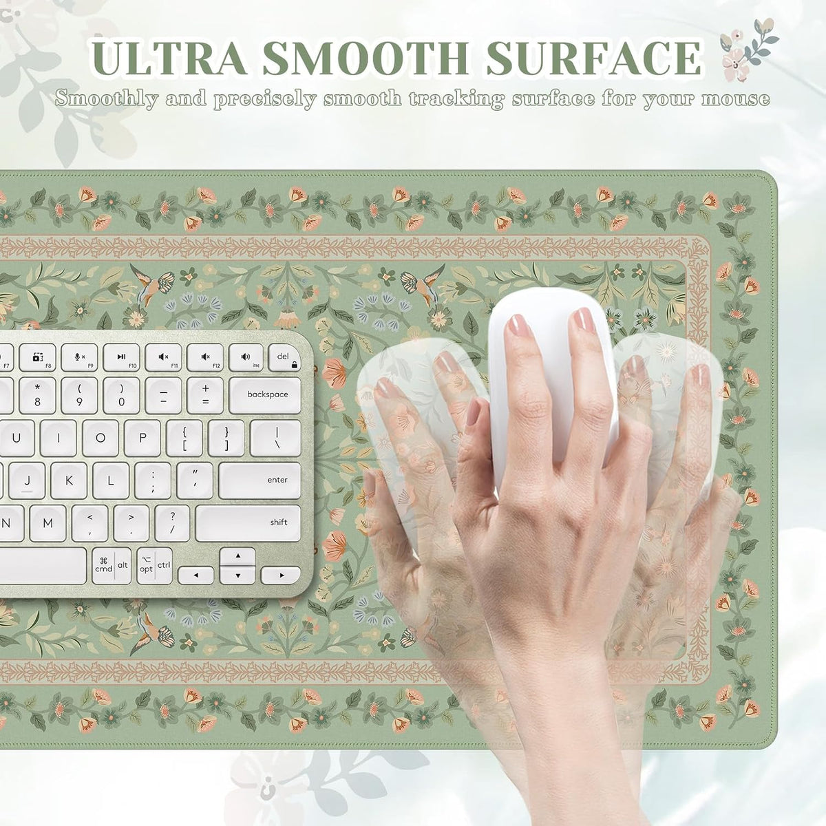 iCasso Desk Mat for Keyboard and Mouse, Large Mouse Pad, Desk Pad Mat, Anti-Slip Big Mousepad with Stitched Edges for Computer Desktop(Deep Green)