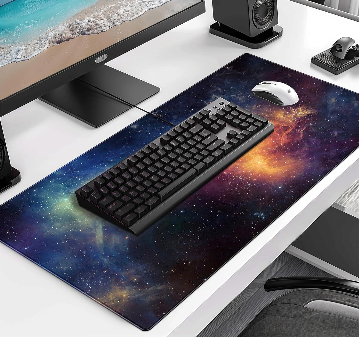 Retro American Flag XL Gaming Mouse Pad with Stitching Edge Laptop Desk Mat