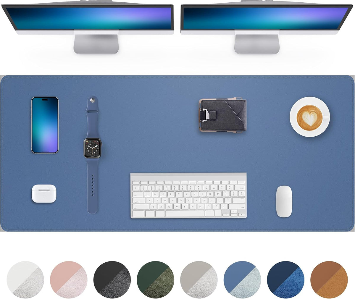 AFIING Large Desk Mat 55" x 24" - PU Leather Desk Pad Protector, Waterproof Non-Slip Extended Mouse Pad for Office Desk, Keyboard, Laptop and Home Workspace (Black)
