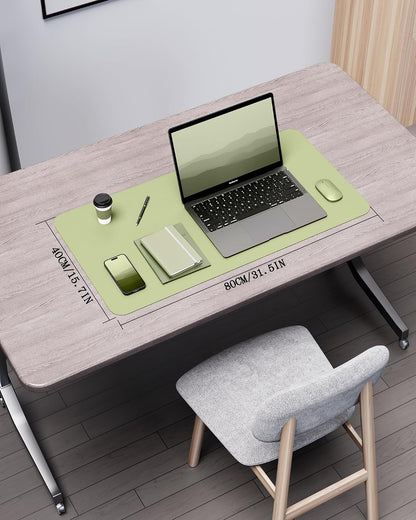 Double-Sided Desk Pad, 31.5"x15.7"Leather Desk Mat, Eco Cork Desk Pad Protector,Large Mouse Pad,Waterproof Desk Blotter for Office/Home(Coffee)