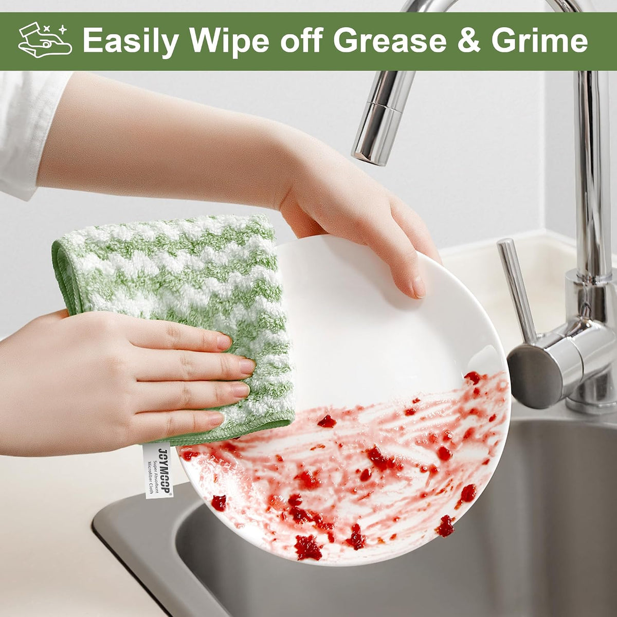 18 Pack Microfiber Cleaning Cloth, Kitchen Towels for Dish Drying Washing, Absorbent Streak Free Lint Free Rags for Cleaning, Reusable and Washable Towels - 10" x 10"
