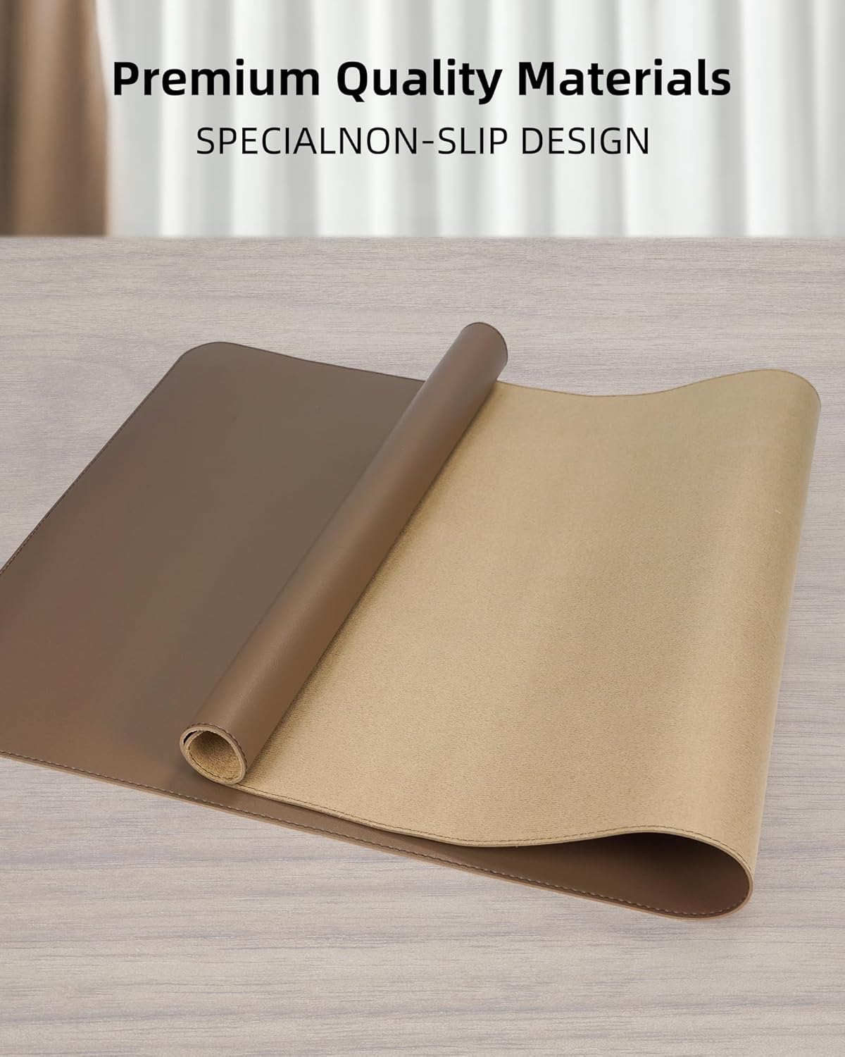 AFIING Large Desk Mat 55" x 24" - PU Leather Desk Pad Protector, Waterproof Non-Slip Extended Mouse Pad for Office Desk, Keyboard, Laptop and Home Workspace (Black)