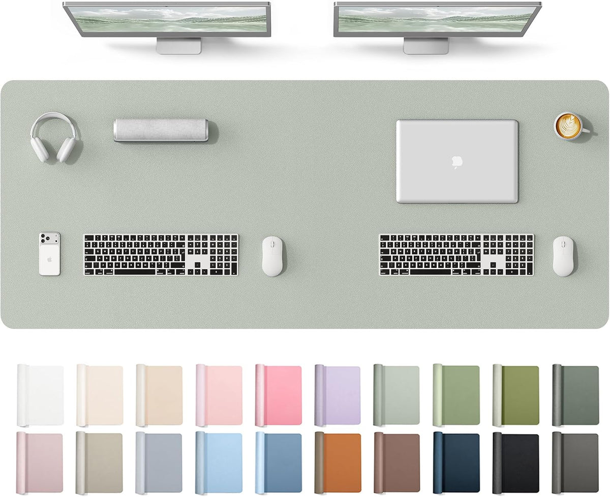 YSAGi Leather Desk Pad Protector, Office Desk Mat, Large Mouse Pad, Non-Slip PU Leather Desk Blotter, Waterproof Laptop Desk Writing Pad for Office and Home (23.6" x 13.8", Eggshell) - Colors B