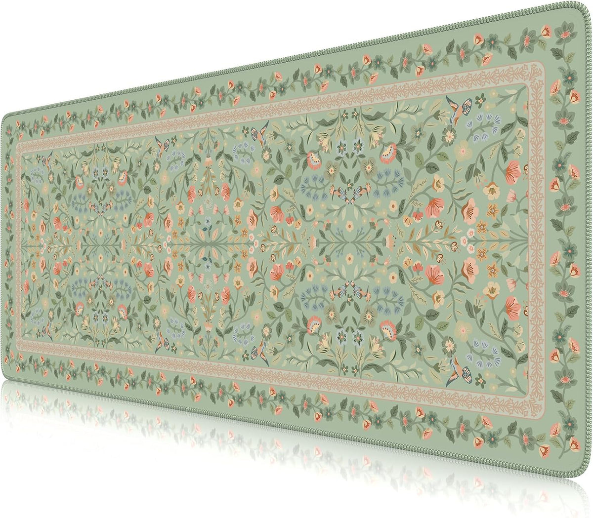 iCasso Desk Mat for Keyboard and Mouse, Large Mouse Pad, Desk Pad Mat, Anti-Slip Big Mousepad with Stitched Edges for Computer Desktop(Deep Green)
