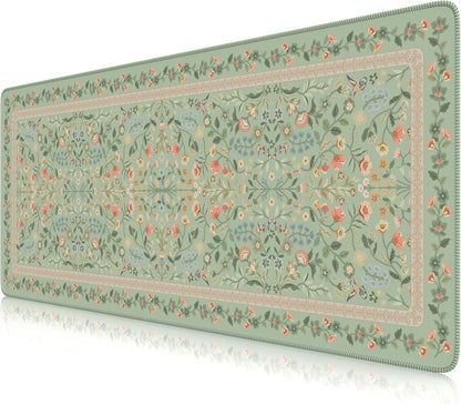 iCasso Desk Mat for Keyboard and Mouse, Large Mouse Pad, Desk Pad Mat, Anti-Slip Big Mousepad with Stitched Edges for Computer Desktop(Deep Green)