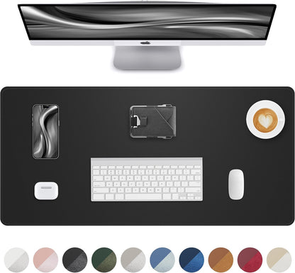 AFIING Large Desk Mat 55" x 24" - PU Leather Desk Pad Protector, Waterproof Non-Slip Extended Mouse Pad for Office Desk, Keyboard, Laptop and Home Workspace (Black)