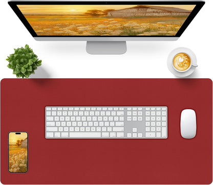 Bloss Leather Desk Pad and Keyboard Wrist Rest, Large Mouse Pad + Keyboard Pad+Mouse Wrist Support, Non-Slip Desk Mat Protector for Office, Home(31.5×15.7 Inches,Beige) - Colors A