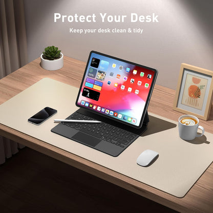 Aothia Leather Office Desk Pad Protector, Non-Slip PU Leather Desk Blotter, Waterproof Laptop Writing Mouse Pad for Office and Home, Black, 31.5" x 15.7" - Colors B