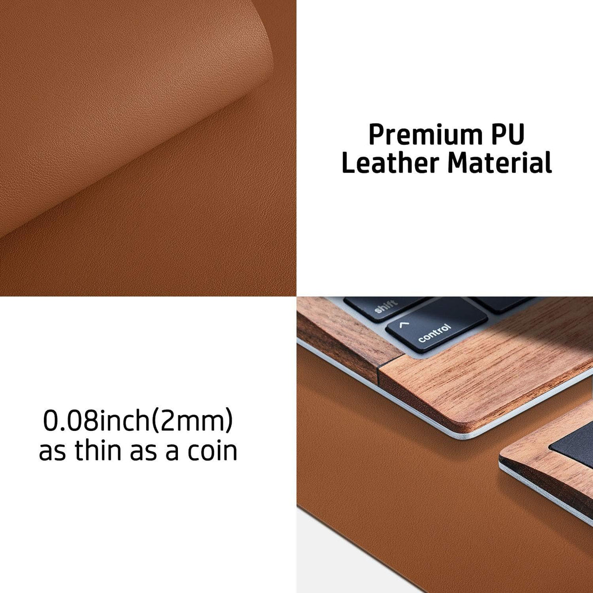 Aothia Leather Office Desk Pad Protector, Non-Slip PU Leather Desk Blotter, Waterproof Laptop Writing Mouse Pad for Office and Home, Black, 31.5" x 15.7" - Colors A