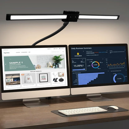 BAYSQUIRREL Led Desk Lamp with Clamp,Desk Light with Human Sensor,Gooseneck Remote Eye Protection Desk Lighting,24W Ultra Bright Stepless Dimming and Tempering LED Desk Lamp for Home Office, Bedroom
