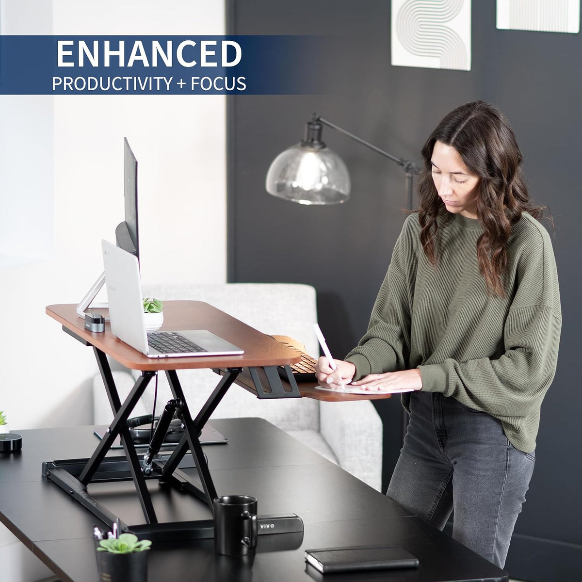 Black 32 in Standing Desk Converter, DESK-V000K