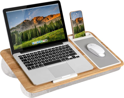 LAPGEAR Home Office Pro Lap Desk with Wrist Rest, Mouse Pad, and Phone Holder - Black Carbon - Fits up to 15.6 Inch Laptops - Style No. 91598
