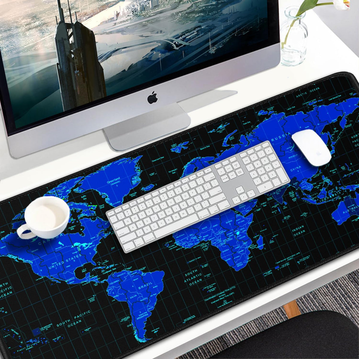 Large Gaming Mouse Pad, 31.5x15.7 inch Large Extended Computer Keyboard Mouse Mat, Water Resist Non-Slip Mousepad Rubber Base Long XXL Desk Mouse Pad for Work & Gaming, Office & Home, Black