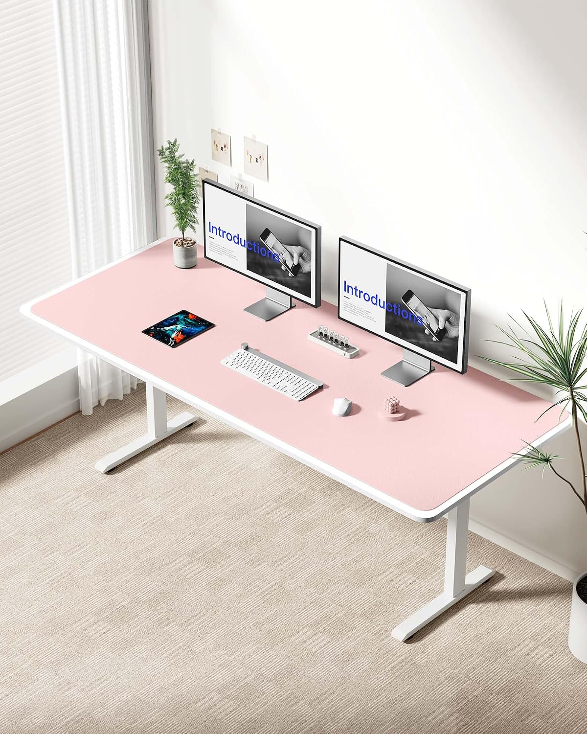 YSAGi Leather Desk Pad Protector, Office Desk Mat, Large Mouse Pad, Non-Slip PU Leather Desk Blotter, Waterproof Laptop Desk Writing Pad for Office and Home (23.6" x 13.8", Eggshell) - Colors A