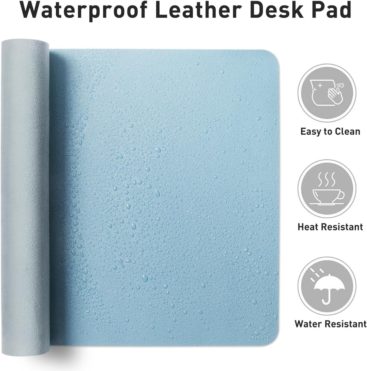 Aothia Leather Office Desk Pad Protector, Non-Slip PU Leather Desk Blotter, Waterproof Laptop Writing Mouse Pad for Office and Home, Black, 31.5" x 15.7" - Colors A