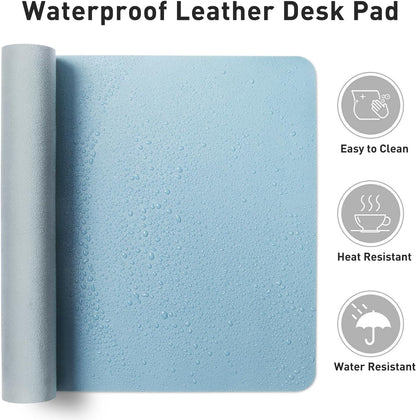 Aothia Leather Office Desk Pad Protector, Non-Slip PU Leather Desk Blotter, Waterproof Laptop Writing Mouse Pad for Office and Home, Black, 31.5" x 15.7" - Colors A