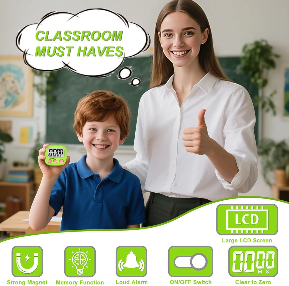 Digital Timer for Kids Teacher Supplies Classroom Timer for Study Learning Management Kitchen Work Exercise-4Pack Pink Blue Green Purple