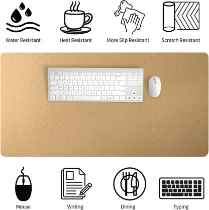 Bloss Leather Desk Pad and Keyboard Wrist Rest, Large Mouse Pad + Keyboard Pad+Mouse Wrist Support, Non-Slip Desk Mat Protector for Office, Home(31.5×15.7 Inches,Beige) - Colors A