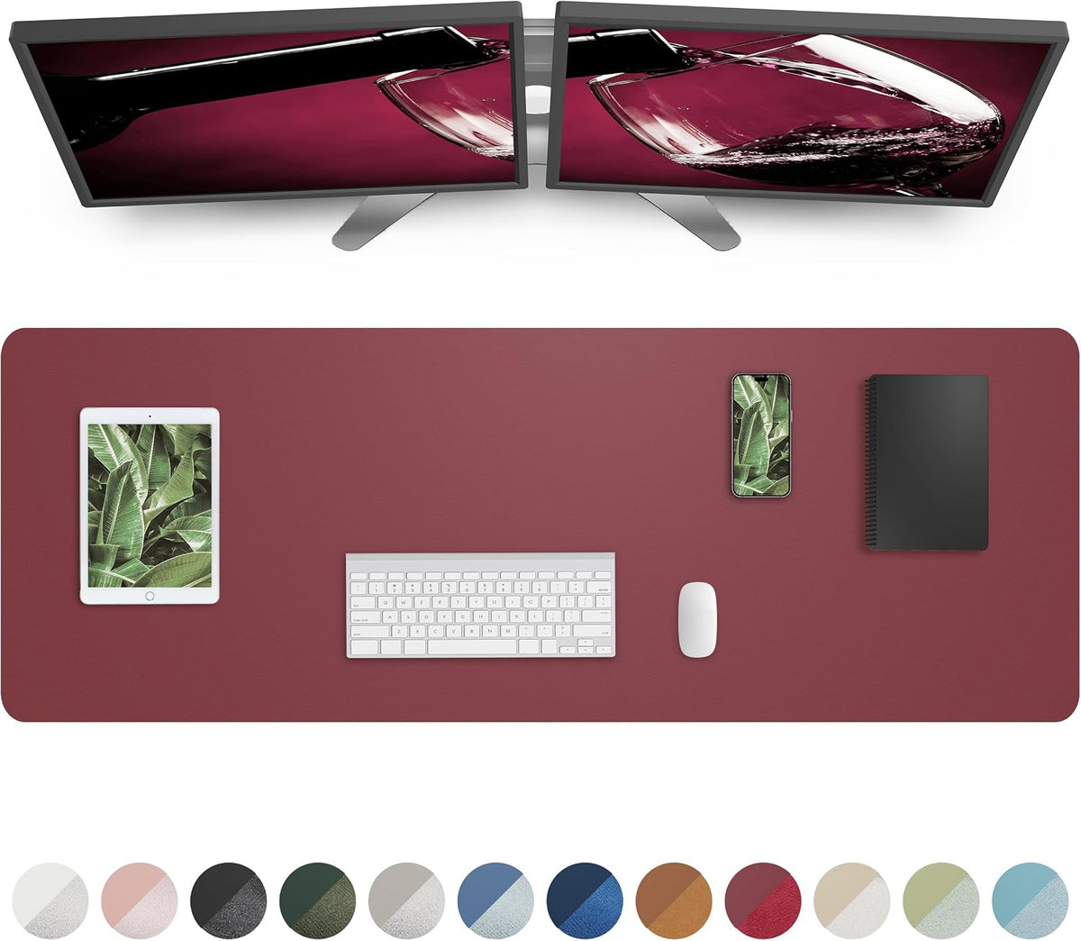 Large Desk pad mat,Mouse Pad,Office Desk Mat, Non-Slip PU Leather Desk Blotter,Large Desk pad,Waterproof Keyboard mat for Office/Home/Decor (Black,48" x 17")
