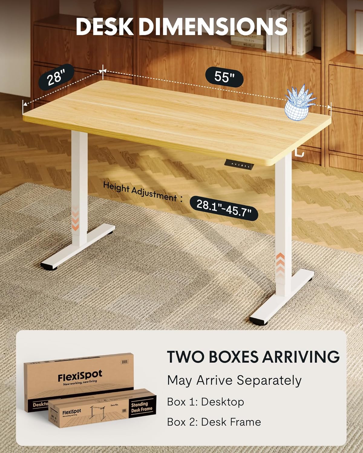 EN1 48"x24" One-Piece Standing Desk, White